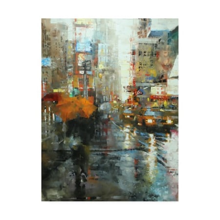 Mark Lagu 'Manhattan Orange Umbrella' Canvas Art,14x19